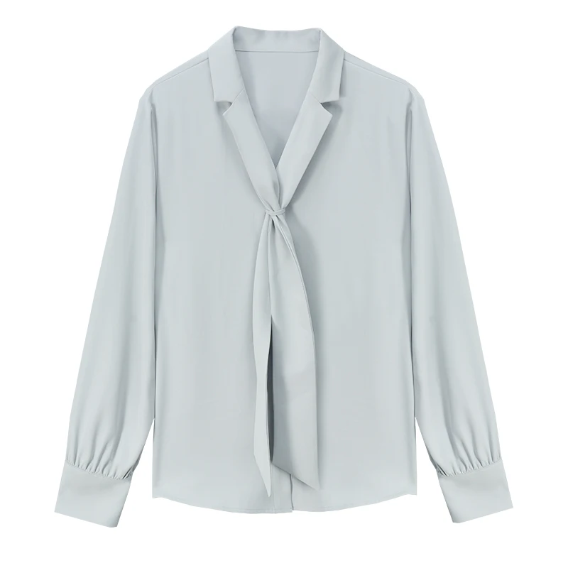 

V-образный вырез шифоновая рубашка для женщин с длинным рукавом 2021 осень чувство дизайна нишу темперамент Лента Топ драп чувство Western Стиль ...