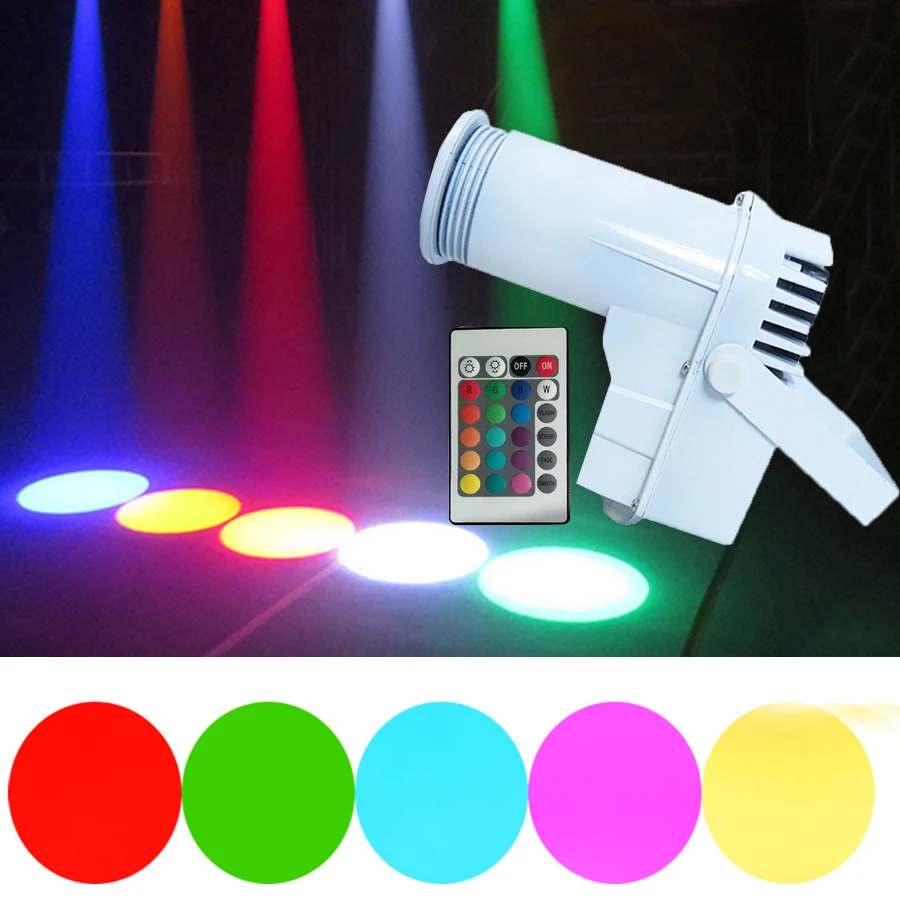 

Remote 10W RGB Spotlight LED Beam Pinspot Light Super Bright Disco Mirror Ball Lamp Disco Stage Light Projector for KTV DJ Party
