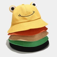 adult kids bucket hat cute frog anti sun wide brim foldable fisherman cap for outdoor