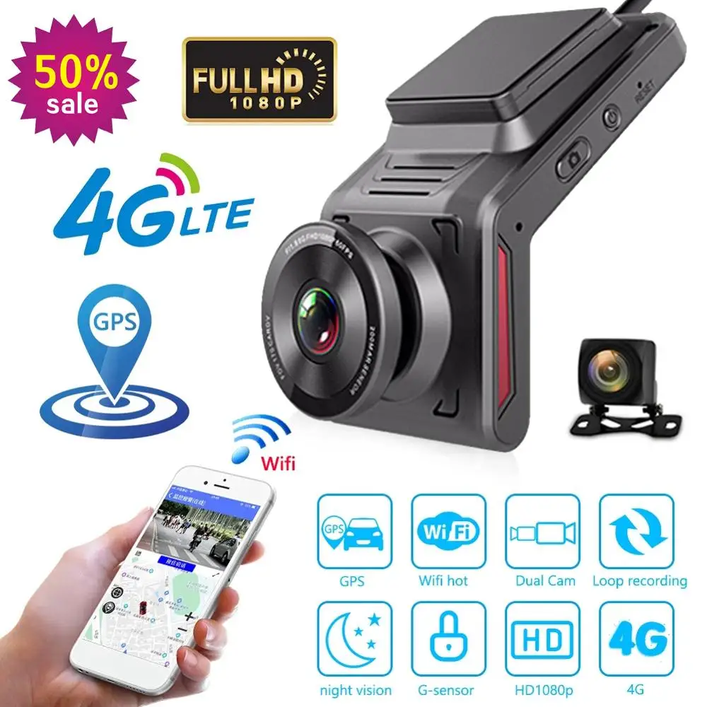 

Видеорегистратор K18 с GPS-трекером, видеорегистратор с камерой заднего вида, 4G, Wi-Fi, Full HD 1080P, дисплей 2,0 дюйма