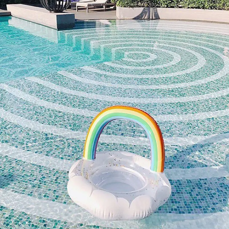 Надувное плавательное кольцо с блестками радужное облако детские игрушки для