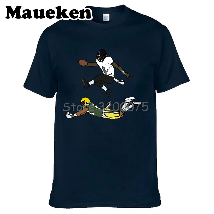 Мужская футболка Lamar Jackson Baltimore 8 Hurdle Clothes Футболка мужская с круглым вырезом W19101806 |