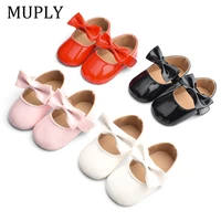 newborn baby girls shoes pu leather big bow princess first walkers soft soled non slip footwear wedding party shoes