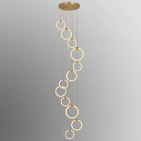 fanpinfando gold medern pendant lights modern design hall spiral staircase hanging lamp creativity pendant lamp indoor lighting