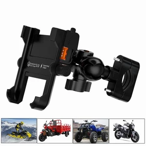qc 3 0 usb quick charger motorbike mirror handlebar stand holder waterproof metal motorcycle smart phone hold for iphone samsung free global shipping