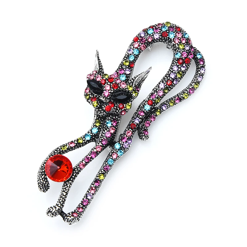 

Wuli&baby Vintage Rhinestone Cat Broocohes For Women Big Metal Cat Animal Party Casual Brooch Pins Gifts