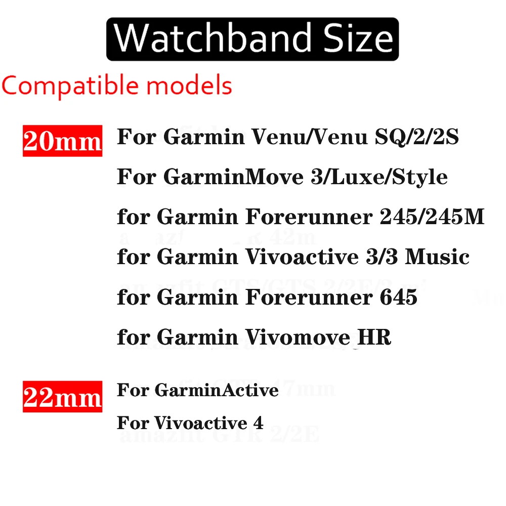 

20mm 22mm Strap for Garmin Vivoactive 3 4 Venu SQ Silicone Watch Bands for Garmin Forerunner 245 645 Venu Bracelets Wristbelts