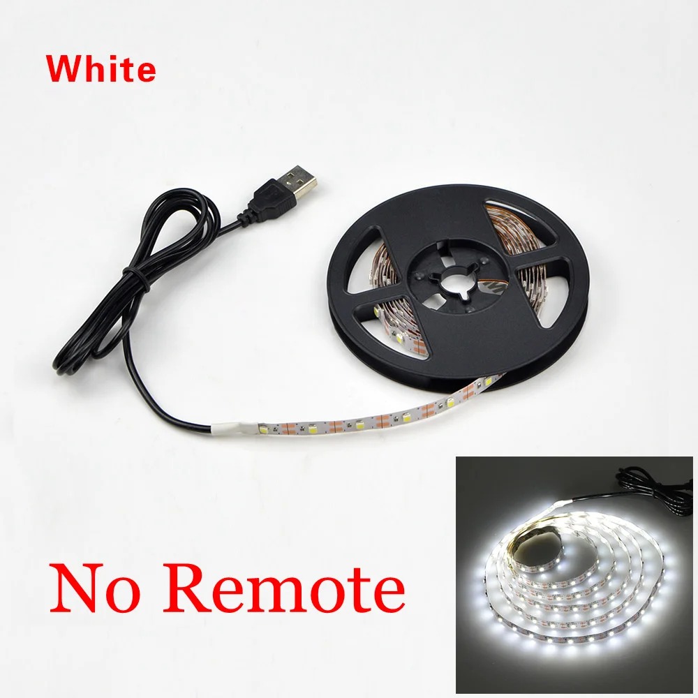 Белый 5 м USB Светодиодная лента светильник 5 в USB кабель питания DIY RGB светодиодный ТВ ПОДСВЕТКА лента Диодная лента PC спальня кухонный Декор светодиодный светильник для дома - Испускаемый цвет: Белый