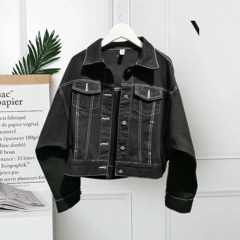 Однотонные однобортные джинсовые куртки 2021 весна-осень уличная одежда с