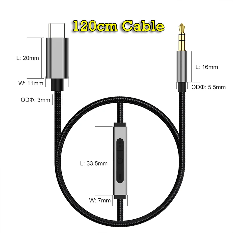 Аудиокабель с разъемом USB Type-C и штекером 3 5 мм для компьютерных наушников