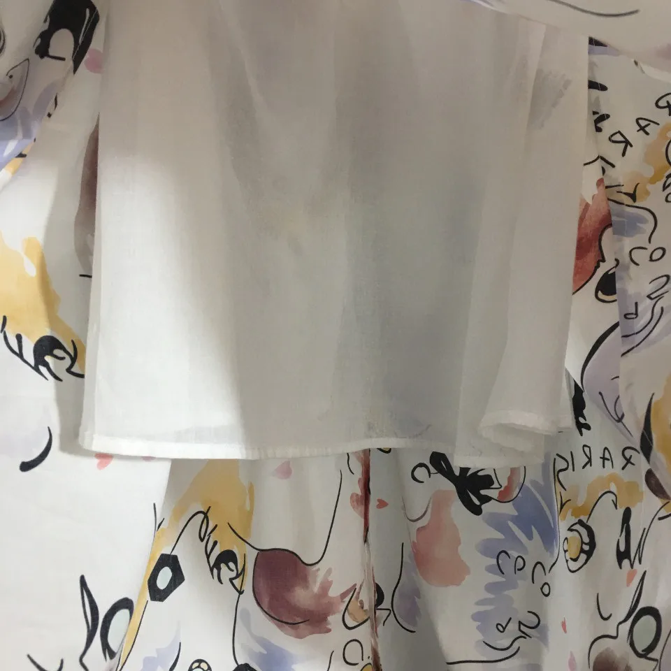 

High Quality Luxury Summer Women Graffiti Print Leather Waist Waist Lapel Short Sleeve High Street Dress with Belt