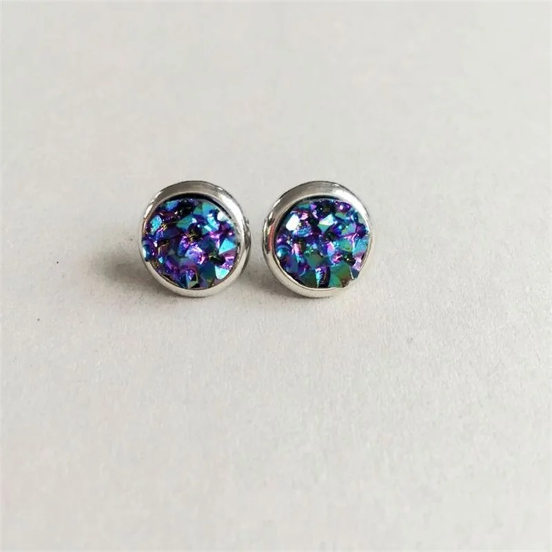 5 Colors Round Stud Earrings Fashion Resin Lava Quartz Stone Earings Color Cute Brand Jewelry for Women | Украшения и аксессуары