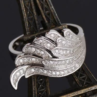 new hot sale authentic feather wings adjustable finger ring for women jewelry gift creative finger mood ring