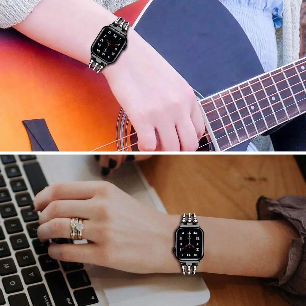 

Women Diamond strap for iWatch 4 5 6 band 44MM 40MM SE Stainless Steel Bracelet Strap For Apple watch band 42mm 38mm Correa