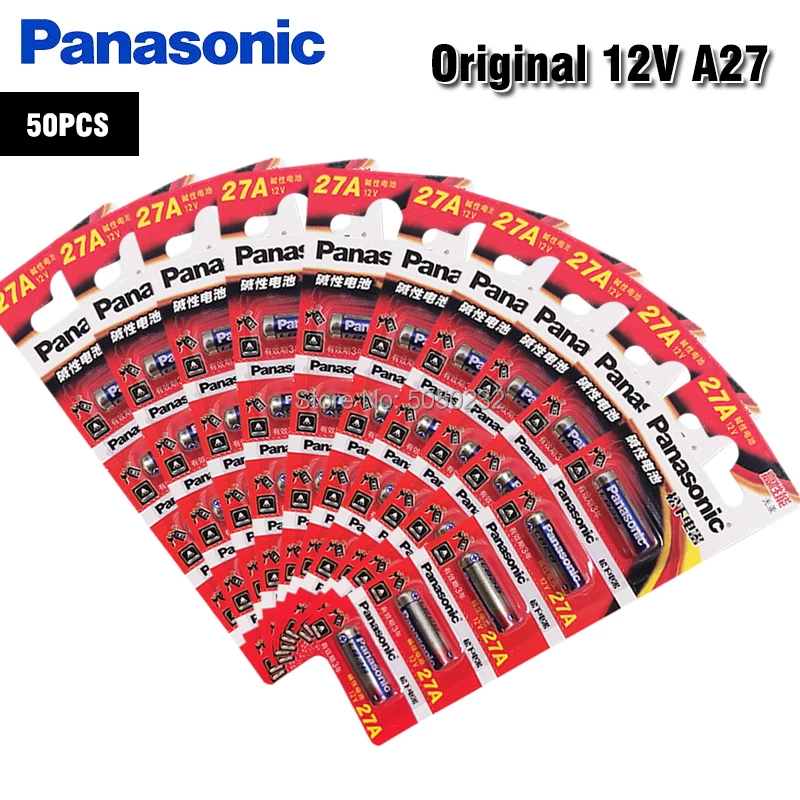 50PCS Panasonic 12V A27 27A G27A MN27 MS27 GP27A L828 K27A VR27 R27A Alkaline Dry Battery for Alarm Doorbell Car Remote