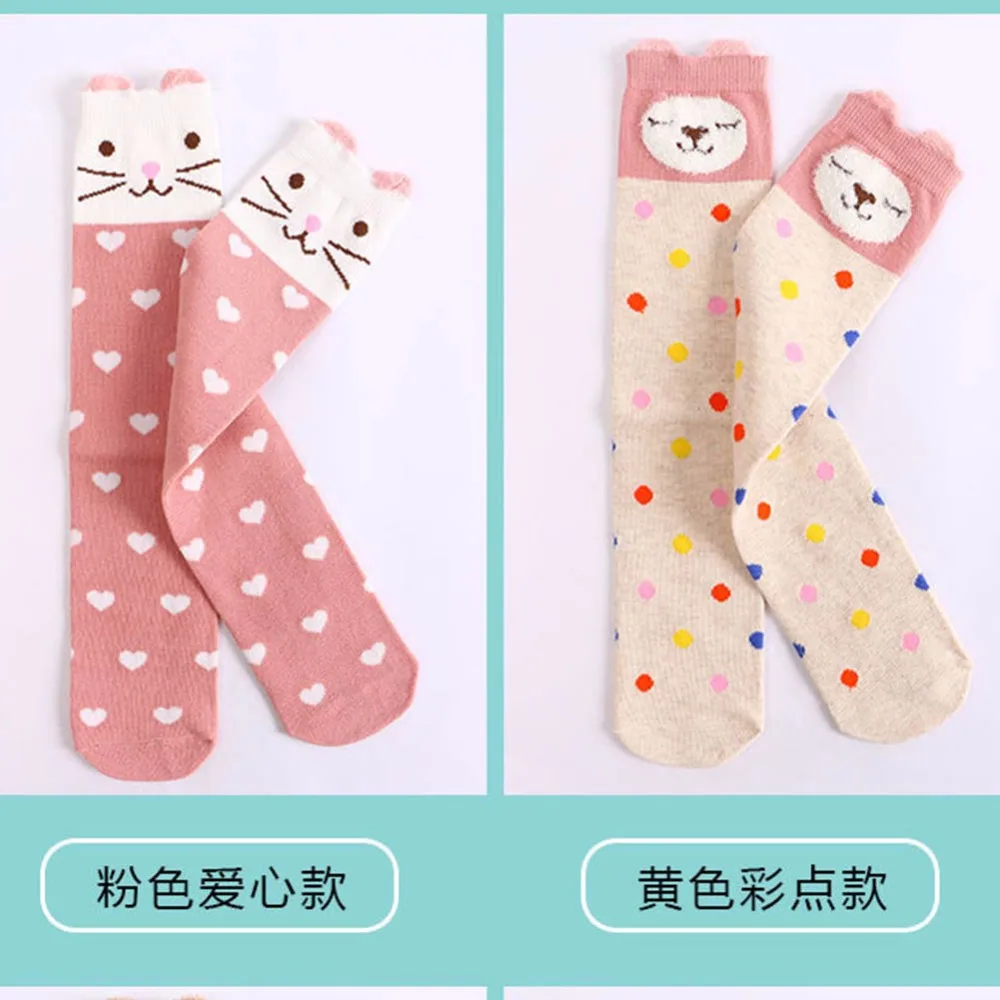 Hilittlekids/Гольфы выше колена хлопковые чулки для девочек с героями мультфильмов, половина ноги Идеальный Теплый подарок