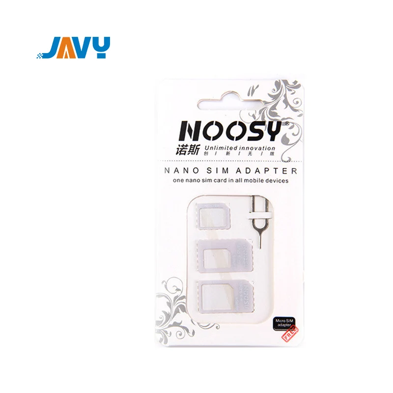 JAVY Micro Nano SIM адаптер разъем комплект для iPhone 6 7 plus 5S huawei P8 lite P9 Xiaomi Note 4 Pro 3S Mi5 sims держатель - Цвет: white
