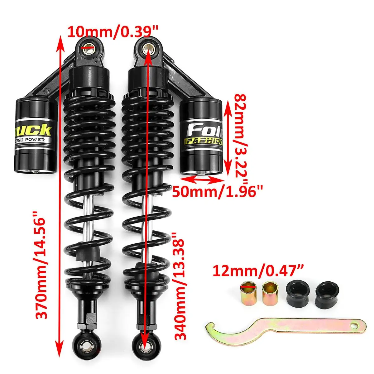 

A Set 340mm/13.3" Motorcycle Rear Air Shock Absorber Suspension For Honda For Yamaha For Suzuki Motor Scooter ATV Quad Dirt Bike