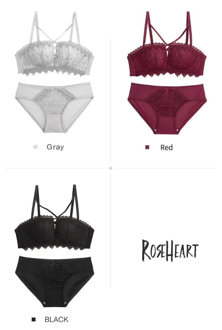 Roseheart женское модное серое Сексуальное белье цельные бюстгальтеры с вырезами хлопковые трусики беспроводные комплекты бюстгальтеров нижнее белье A B роскошные французские