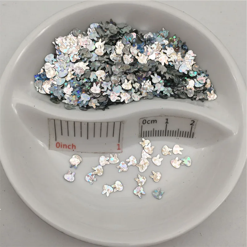 4mm Rabbit Head 20 г Лазерная Серебряная микс форма ПВХ свободные блестки для маникюра ногтей, свадебные конфетти, аксессуары для рукоделия - Цвет: 4mm Rabbit Head