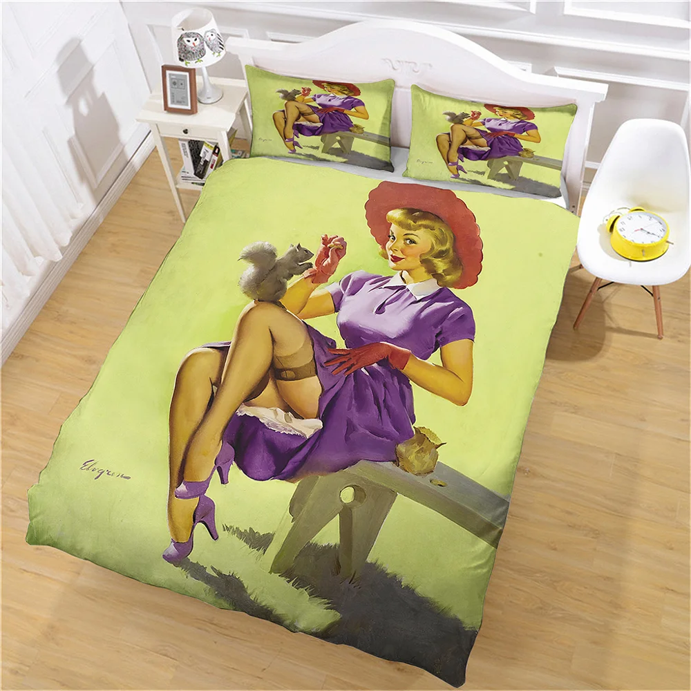 

Home Black Silk Girl Print Adult Bedroom Quilt Cover Bedding Pillowcase 264x22cm Extra Large Bed Quilt Cover Customizable