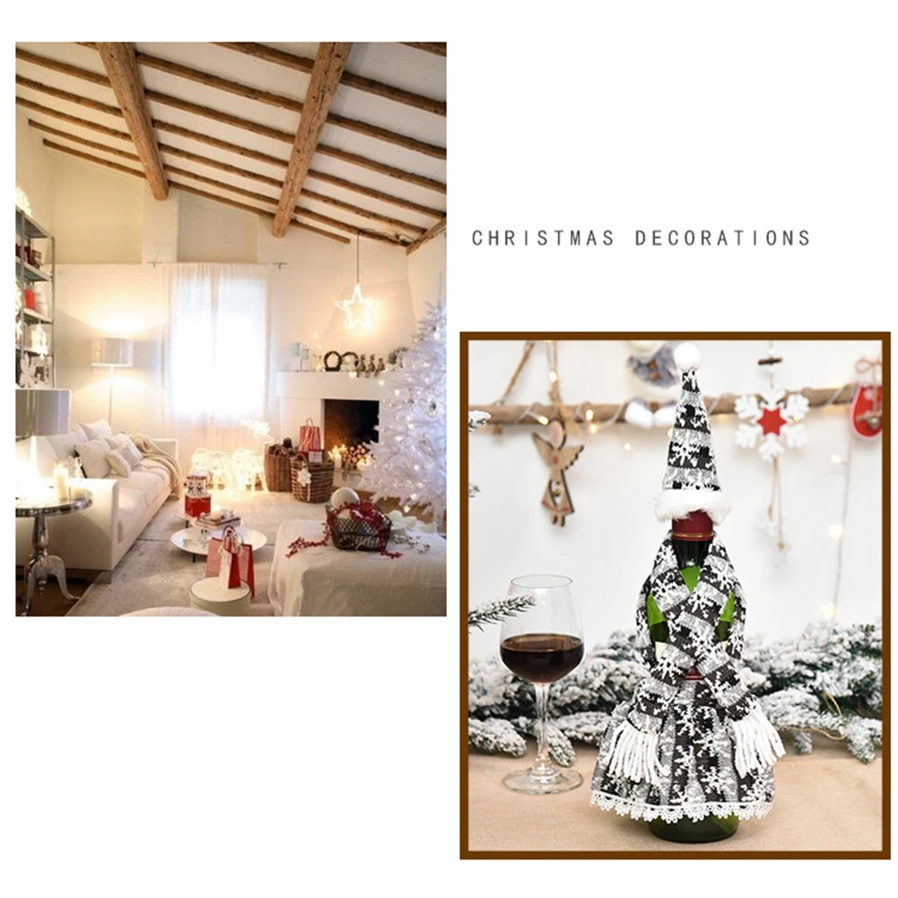 Рождественская юбка шапка шарф ткань сумка для упаковки шампанского праздничное