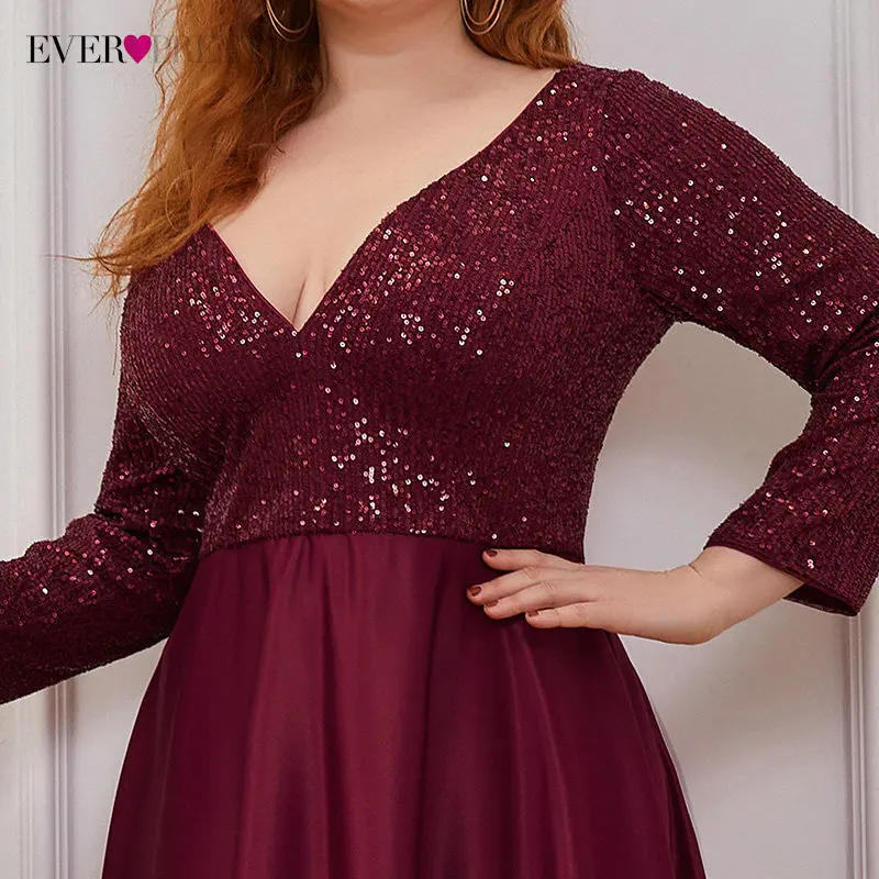 Длинное вечернее атласное платье с блестками размера плюс а-силуэта глубоким