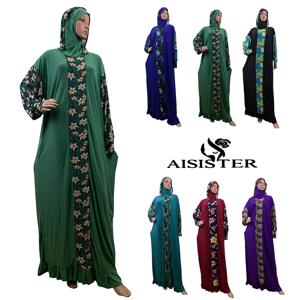 Мусульманское женское платье с двумя шляпами абайя для молитв Khimar Djellaba Femme Jibab Dubai