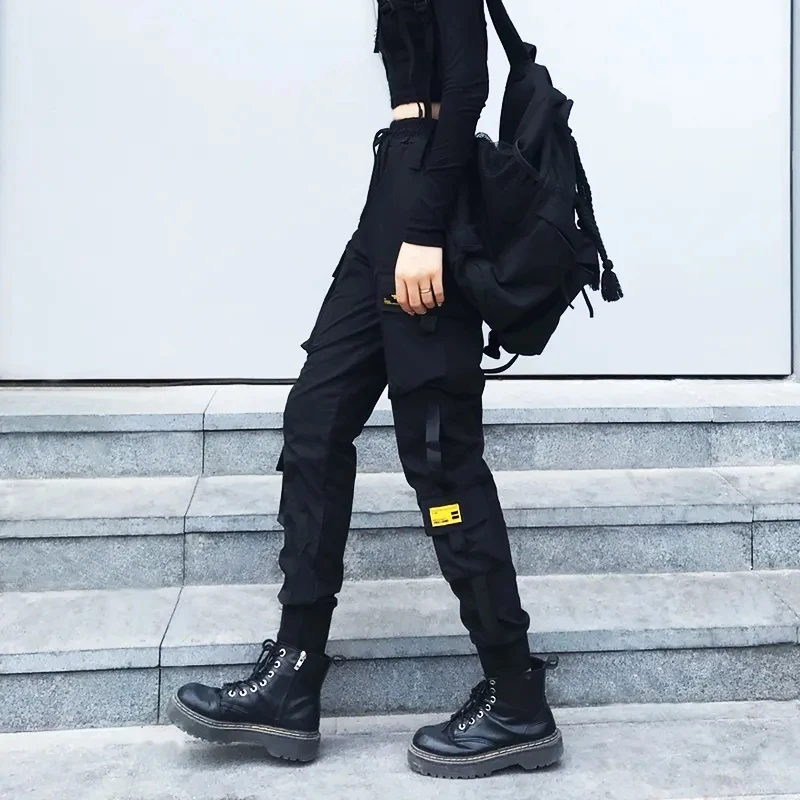 

Комбинезон для мужчин и женщин, спортивные брюки с эластичным поясом в Корейском стиле, свободная повседневная Уличная одежда в стиле хип-х...