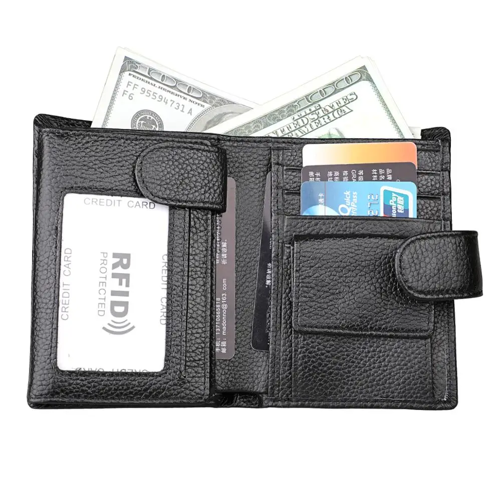 Кошельки для мужчин Роскошные из натуральной кожи черные кредитные карты RFID