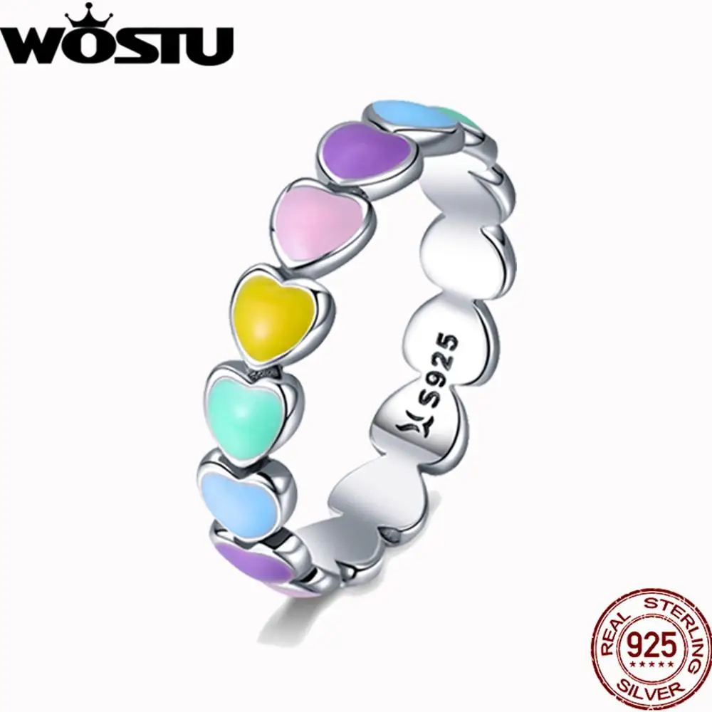 WOSTU,,, настоящее 925 пробы, серебряные кольца для женщин, кот, радуга, кольцо на удачу, люкс класс, S925, ювелирное изделие, подарок, Прямая поставка