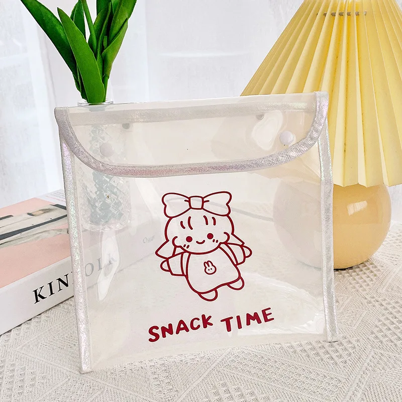

Kawaii Cartoon Ins Style Home Kitchen Storage Bag PVC Transparent Waterproof Travel Buggy Bag Stationery Cosmetics