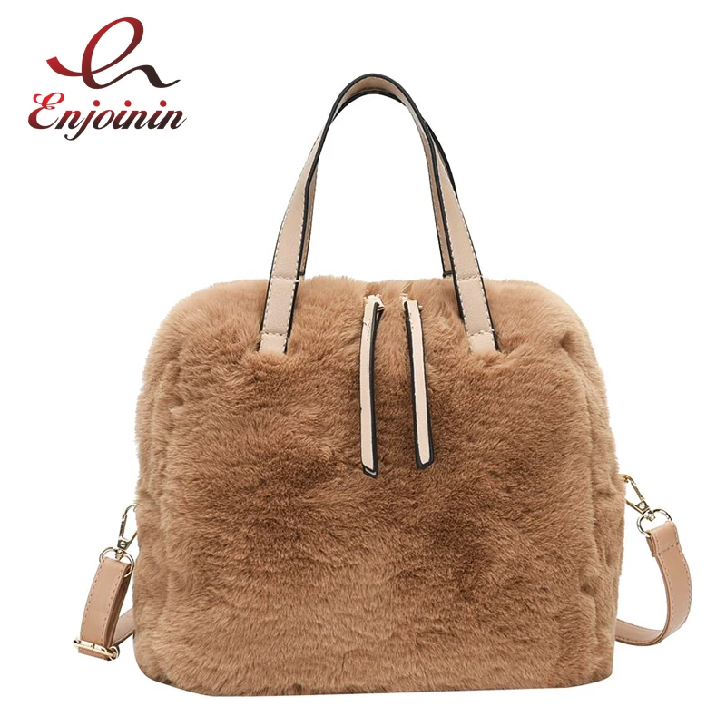 Вместительная сумка тоут из искусственного меха bBg для женщин модные кошельки и