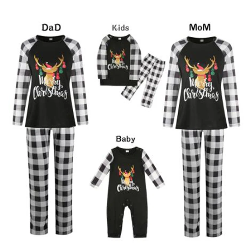 

Christmas Family Pajamas Family Parent Child Suit Long Sleeve Kids Suit Pajamas Baby Rompers Printed