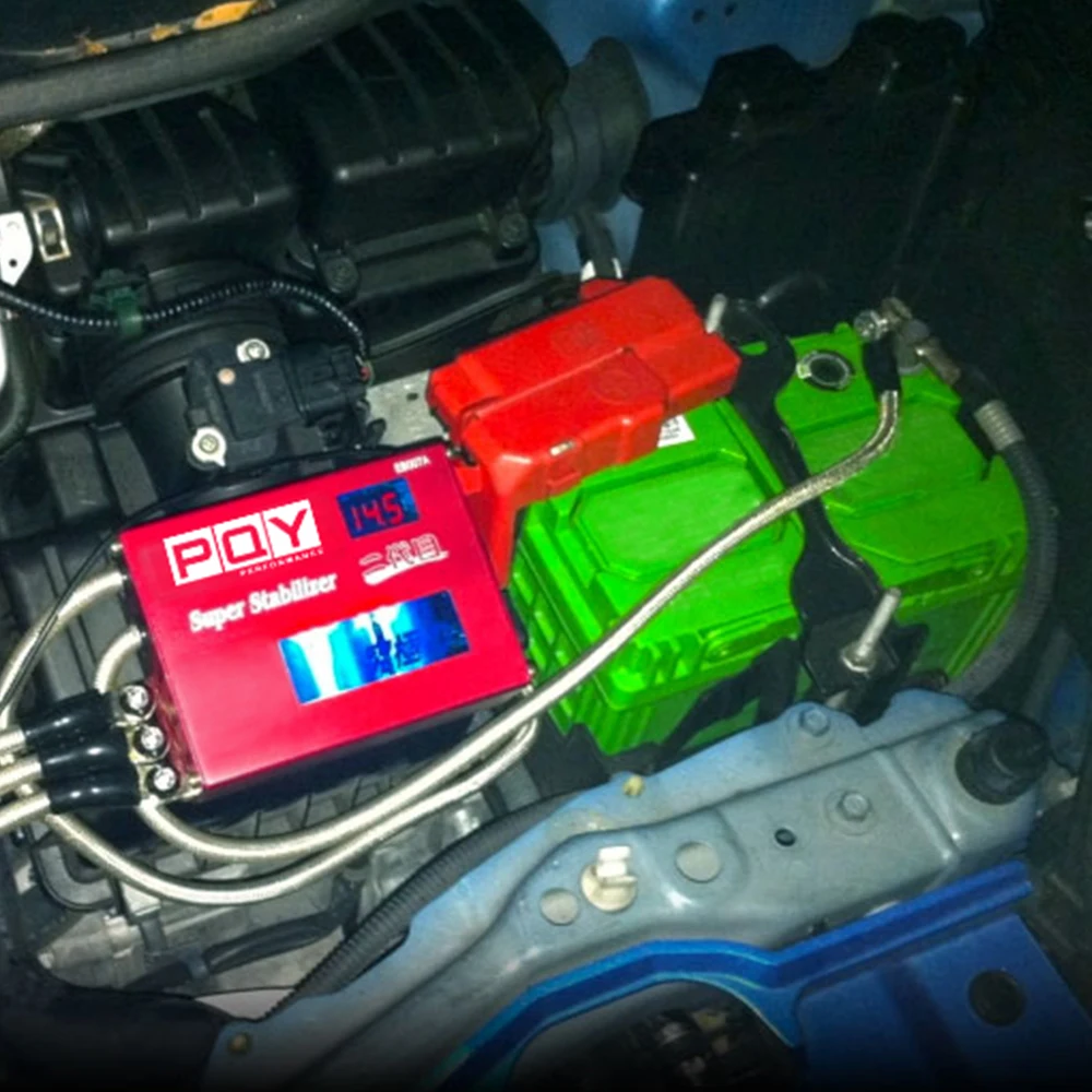

Universal Power Engine Chip Turbo Voltage Boost Regulator ECU Ignition Booster Volt Stabilizer LED Display Volt Controller