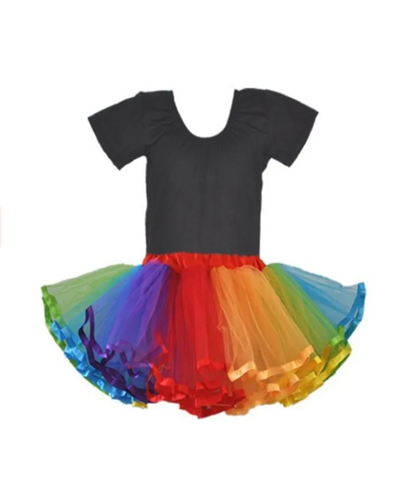 Радужное Короткое платье-пачка из фатина пышная юбка для косплея в стиле лолита |