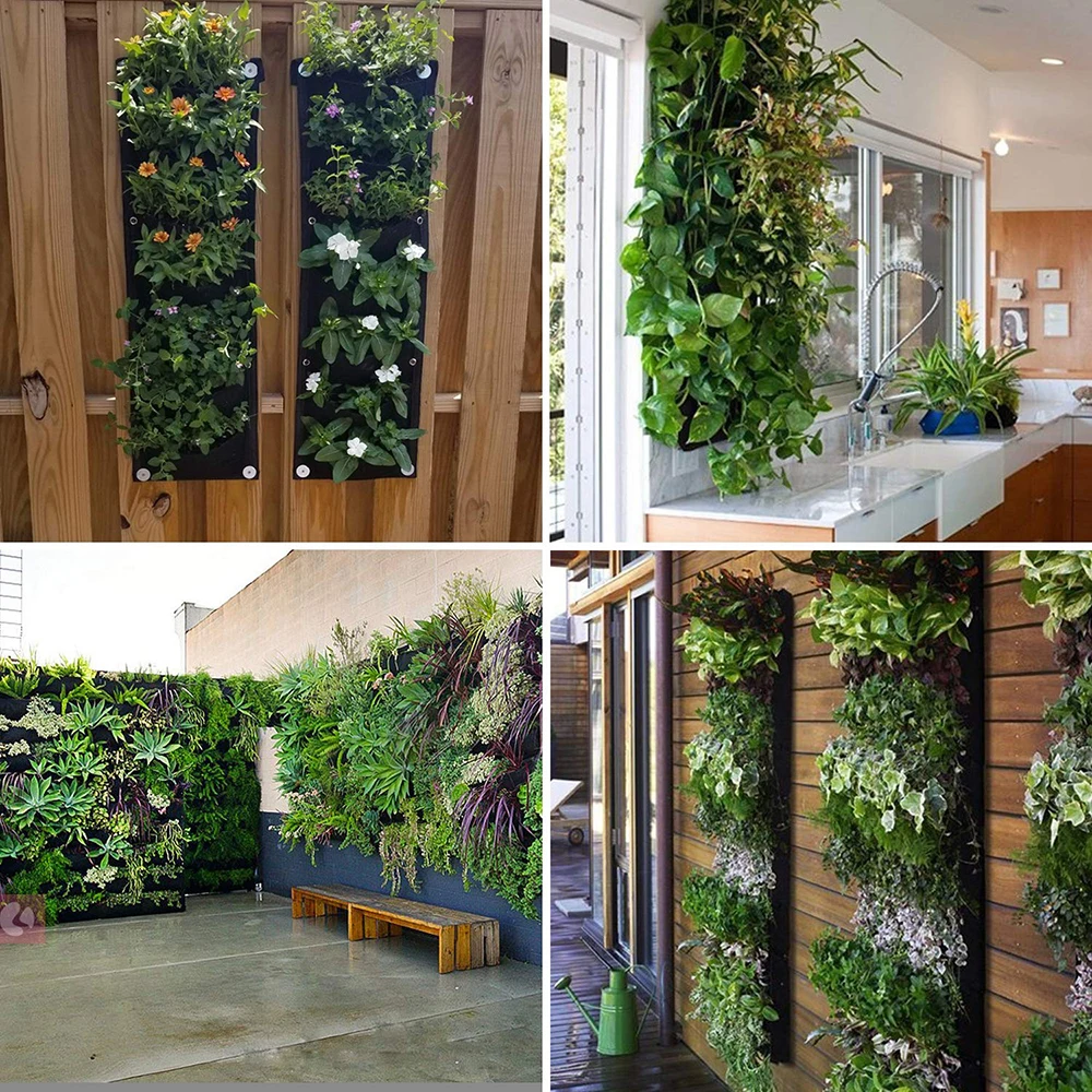 

100*30cm Vertical Garden Planter Wall-mounted Planting Flower Grow Bag 7 Pocket Vegetable Living Garden Bag Home Supplies