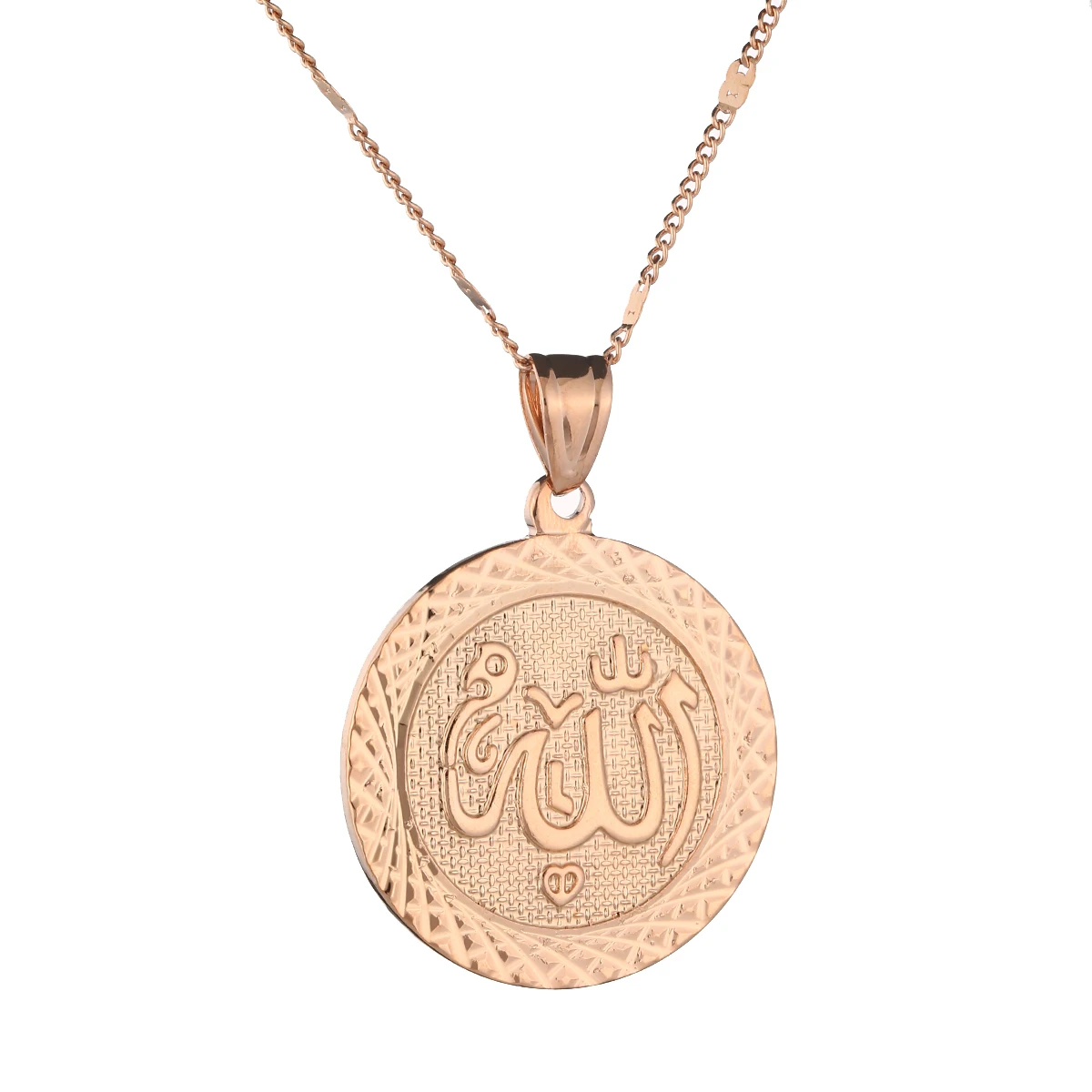 Серебряный розовый золотой цвет гравировка Аллах мусульманский кулон ожерелье