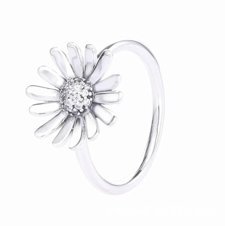

925%100 standard sterling silver pan ring and daisy flower language ring