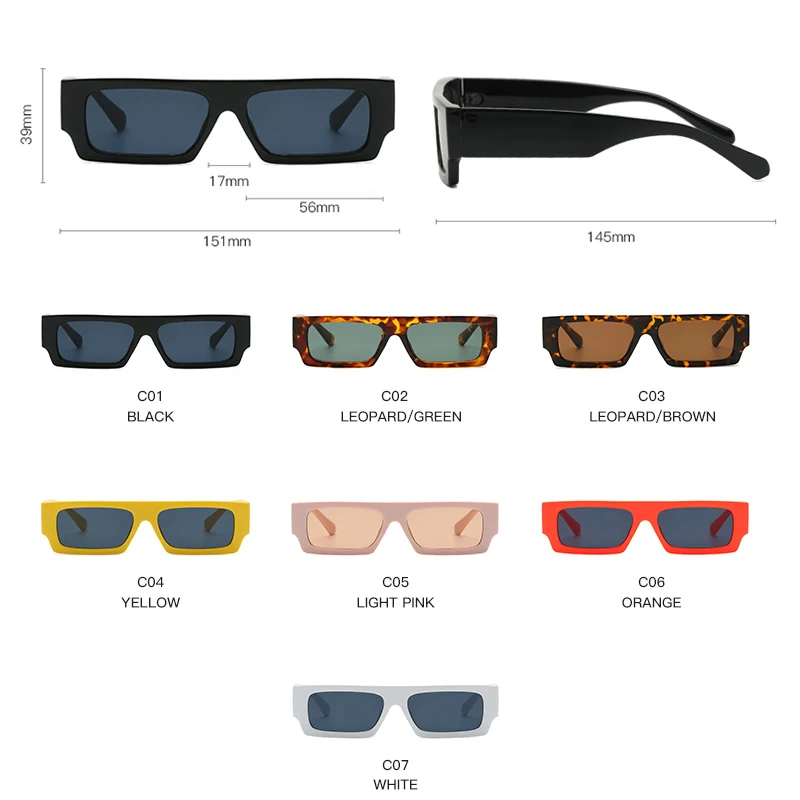 

LongKeeper Vintage Women Sunglasses Fashion Small Rectangle Sun Glasses Ladies Sexy Decorative Yellow Red 90s Shades UV400
