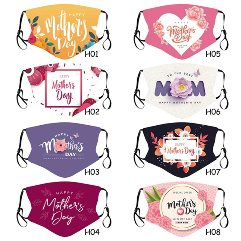 

Summer Fashion Mask Adult Breathable Printing Mother's Day Mask High Quality Comfortable Lady Masks Mother's Day Gift 8 Styles