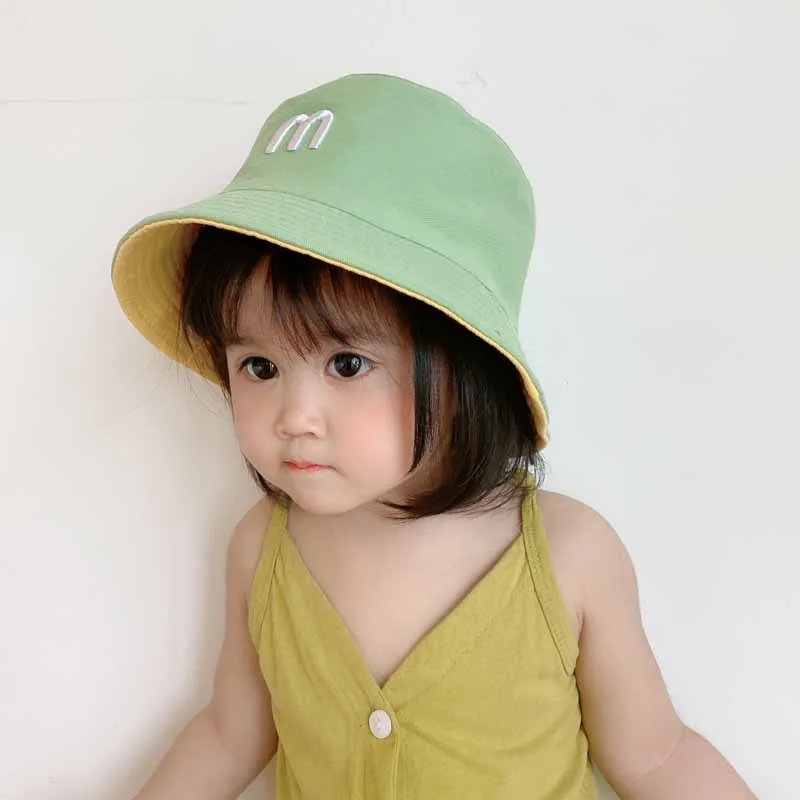 Панама детская Двусторонняя хлопковая мультяшная шапка от солнца с широкими