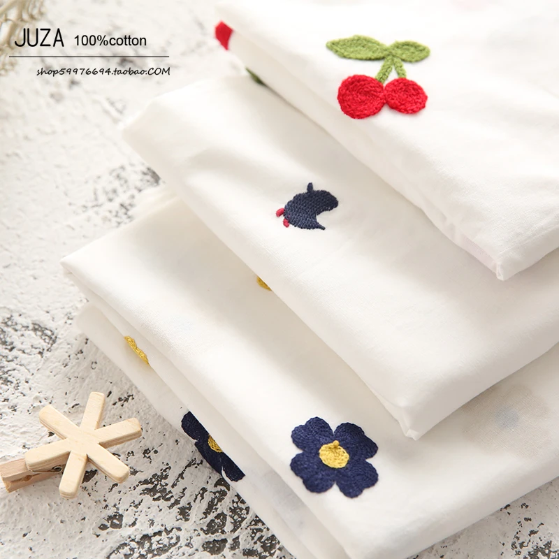 

140x50cm Solid Embroidery Flower Sewing Fabric,Thin Pure Cotton Making Summer Dress Shirt Clothing Handmade DIY Cloth