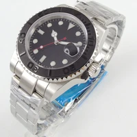 40mm black sterile dial sapphire glass nh35 brushed ceramic bezel date luminous miyota 8215 movement automatic mens watch