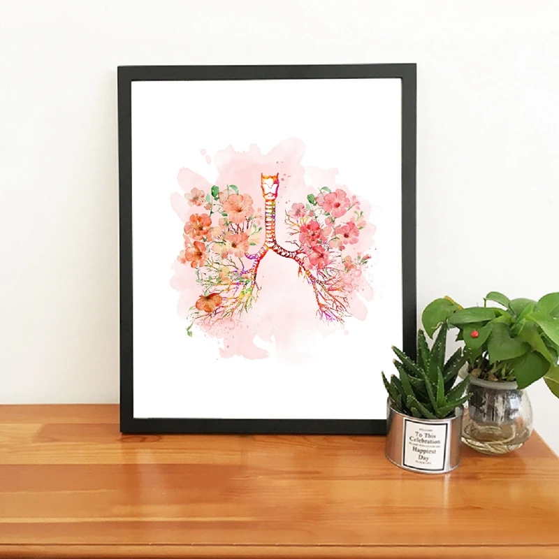 

Wall Art Canvas Painting Lungs and Flower Print Bronchi Watercolor Medical Anatomy Lungs Anatomical Medicine Doctor Office Decor