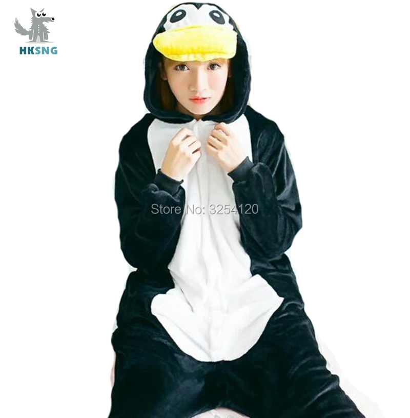 Кигуруми для взрослых пингвин комбинезоны Мультяшные черные пижамы животные