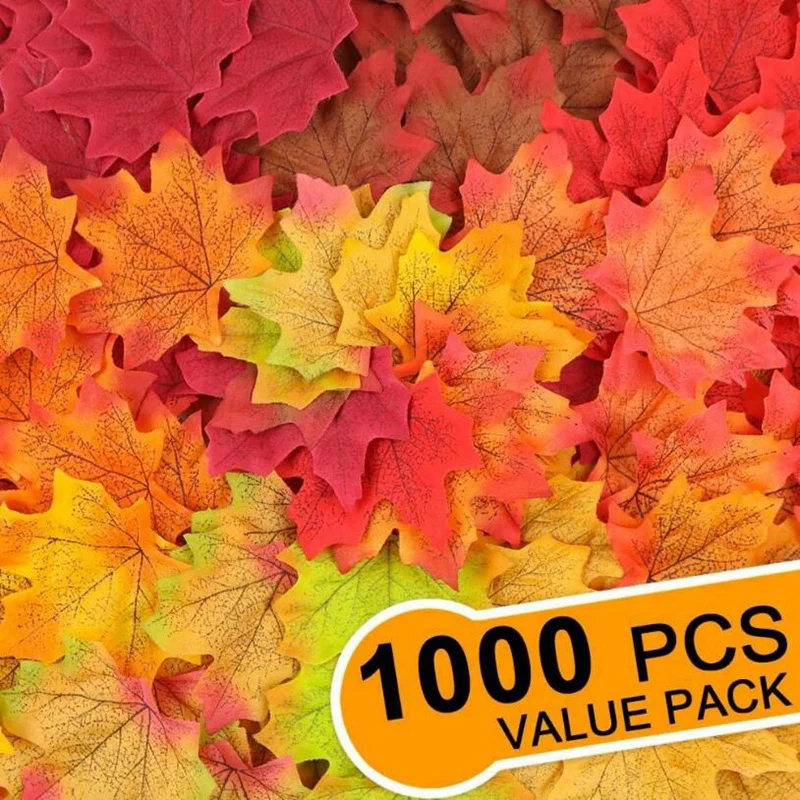 Hojas de arce artificiales para Decoraci&oacute;n de mesa, hojas falsas de oto&ntilde;o y acci&oacute;n de gracias, 1000 piezas-1