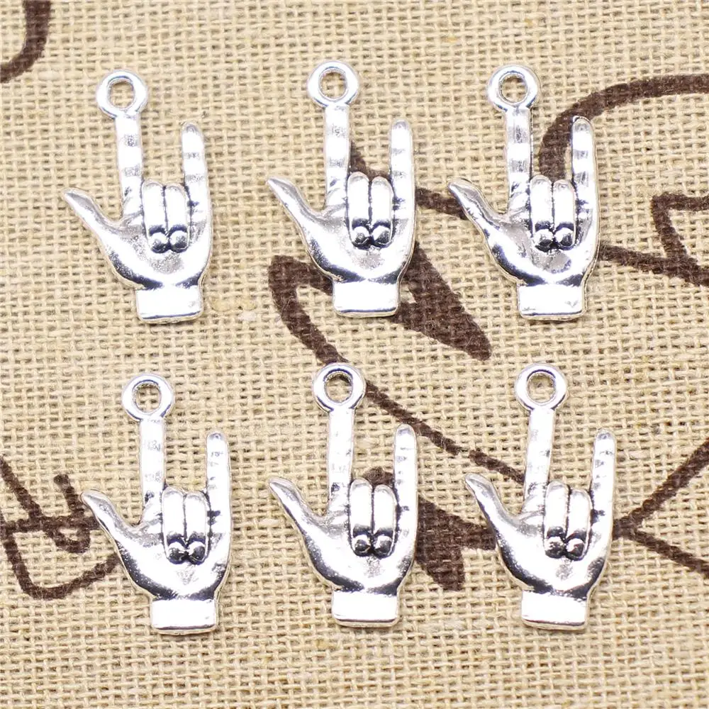 

Supplies For Jewelry Making 20pcs 22x13mm Antique Silver Color I Love You Gesture Charms