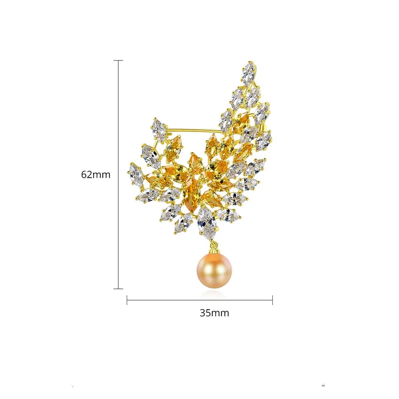 Женские булавки с жемчугом FXLRY элегантные белого цвета цирконом класса ААА для