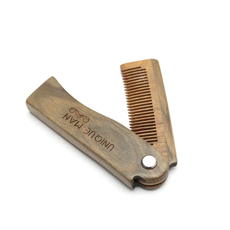 

Natural Green Sandal wood Fold Comb Hair Comb For Men Beard Care Anti-static Wooden Comb Hair Care Tools Hair Brush 1pc